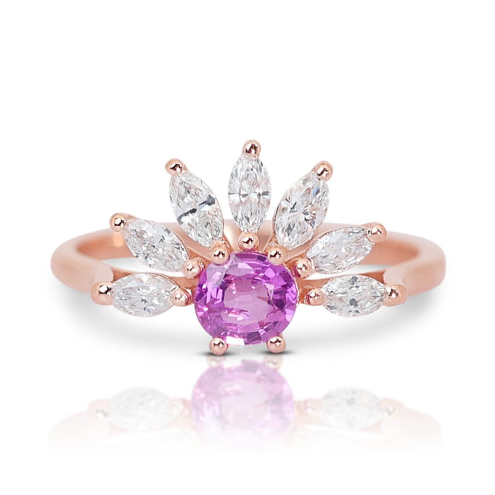 - 1.13 Total Carat Weight Diamonds - - Anello Oro rosa Zaffiro - Diamante  #1.1