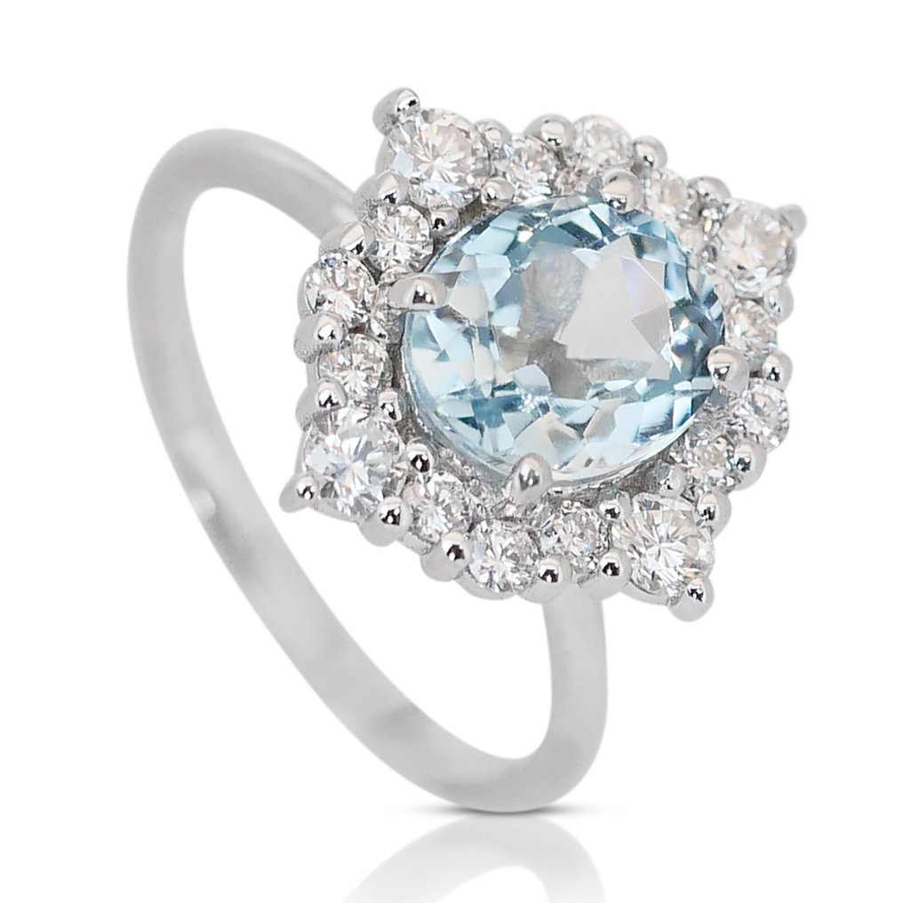 Ring Vittguld Beryll - Diamant #2.1