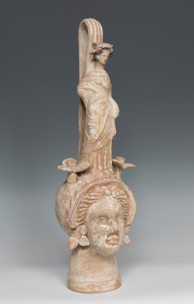 Altgriechisch Canosan Lekythos aus Keramik in Form eines Frauenkopfes. Mit TL-Test Mit spanischer Importlizenz #1.1