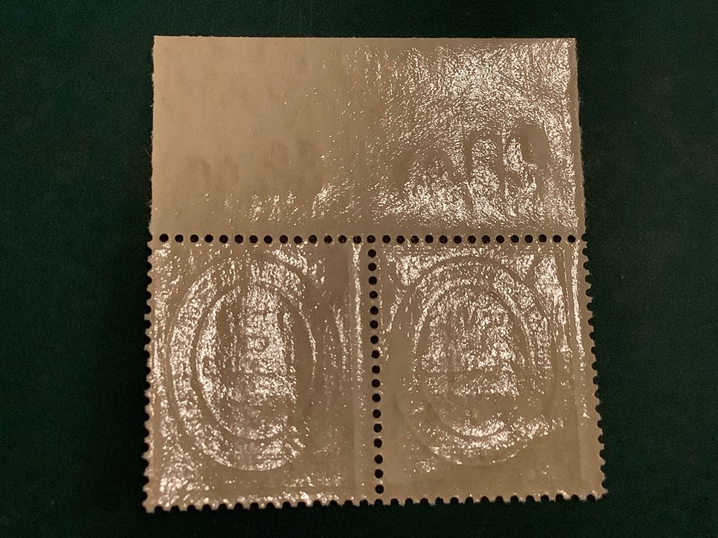 Império Alemão 1900 - Allenstein: selo 40Pf não emitido em par com a borda superior da folha - Michel I POR #3.2