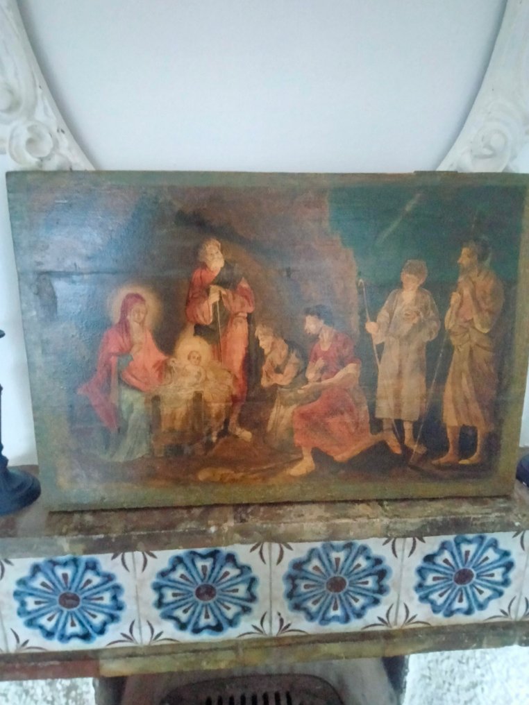 Ikone - Antike Ikone „Die Geburt Mariens“ aus dem 19. Jahrhundert (52'7cm) - Holz, Temperament #2.2