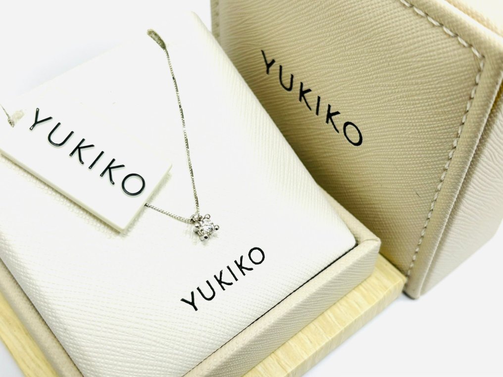 Yukiko - 吊墜頸鏈 白金 鉆石  #1.1