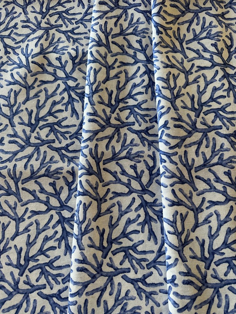 Elegant Mediterranean marine fabric with ultramarine corals - Textile  - 2.8 m - 2.46 m #1.2