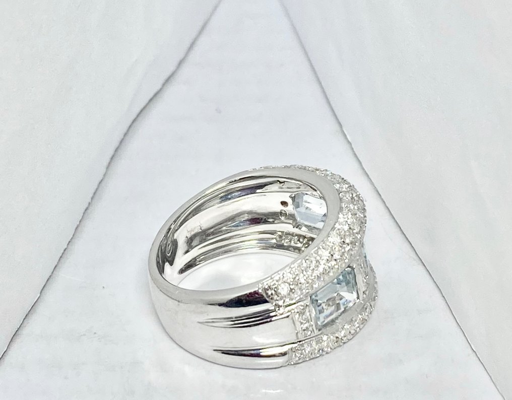 3.65 ct Pala Diamond - Ring White gold Diamond - Aquamarine #3.3