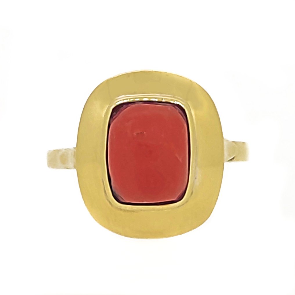 Gyűrű Sárga arany, mediterrán vörös korall  #1.1