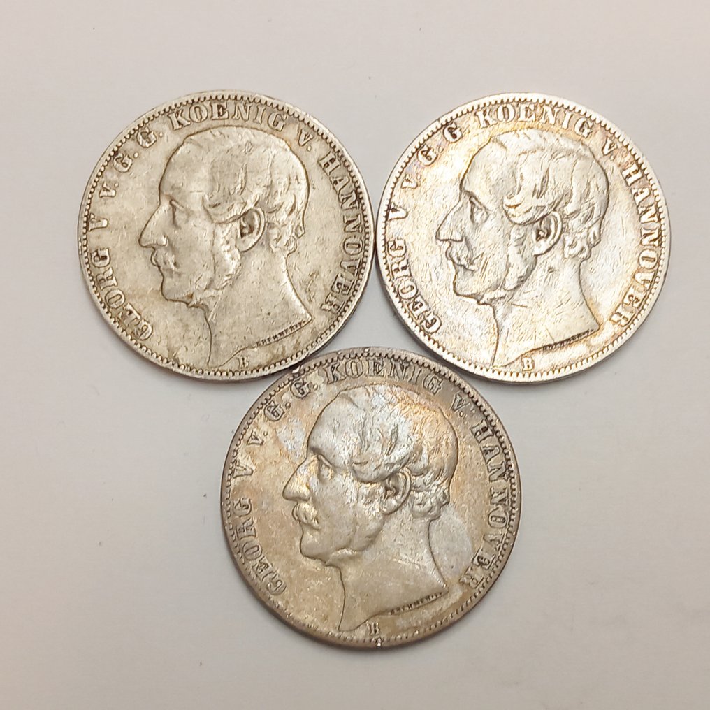 Deutschland-Hannover. 3 x 1 Thaler (veschiedene ) 1859,1860, 1866, #2.1
