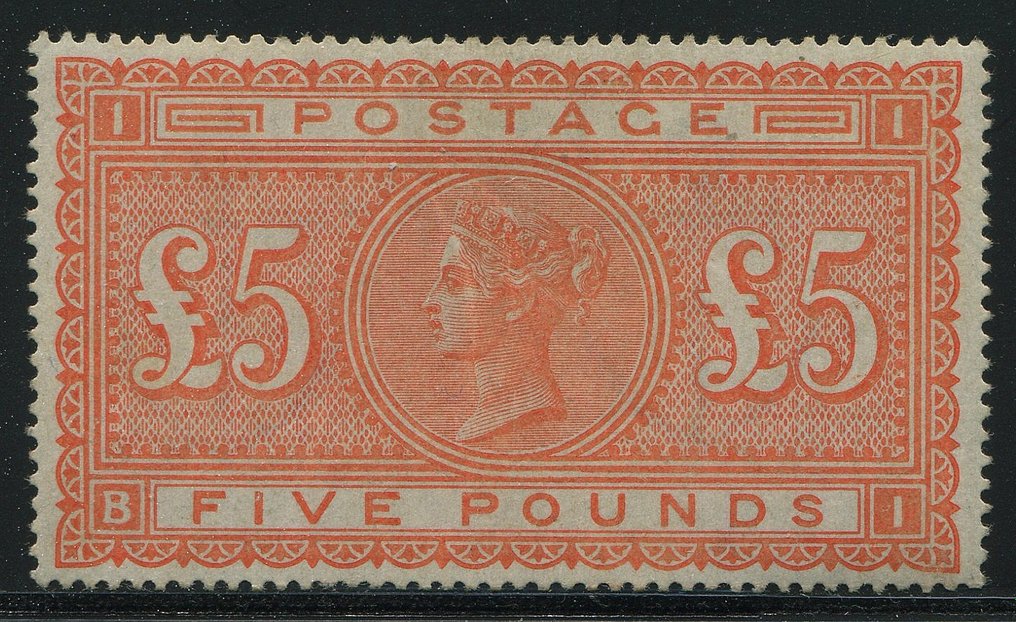 Wielka Brytania 1867 - 5 funtów, pomarańcza - Stanley Gibbons nr 137 #1.1