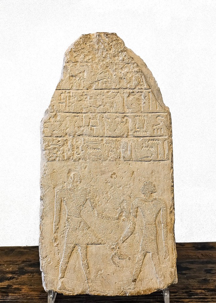 Ancient Egypt, Middle Kingdom Limestone Hieroglyphic stele. Stele for Khnum-Hotep. Controller of the Pharaoh's sacrificial tables - 40 cm #2.1