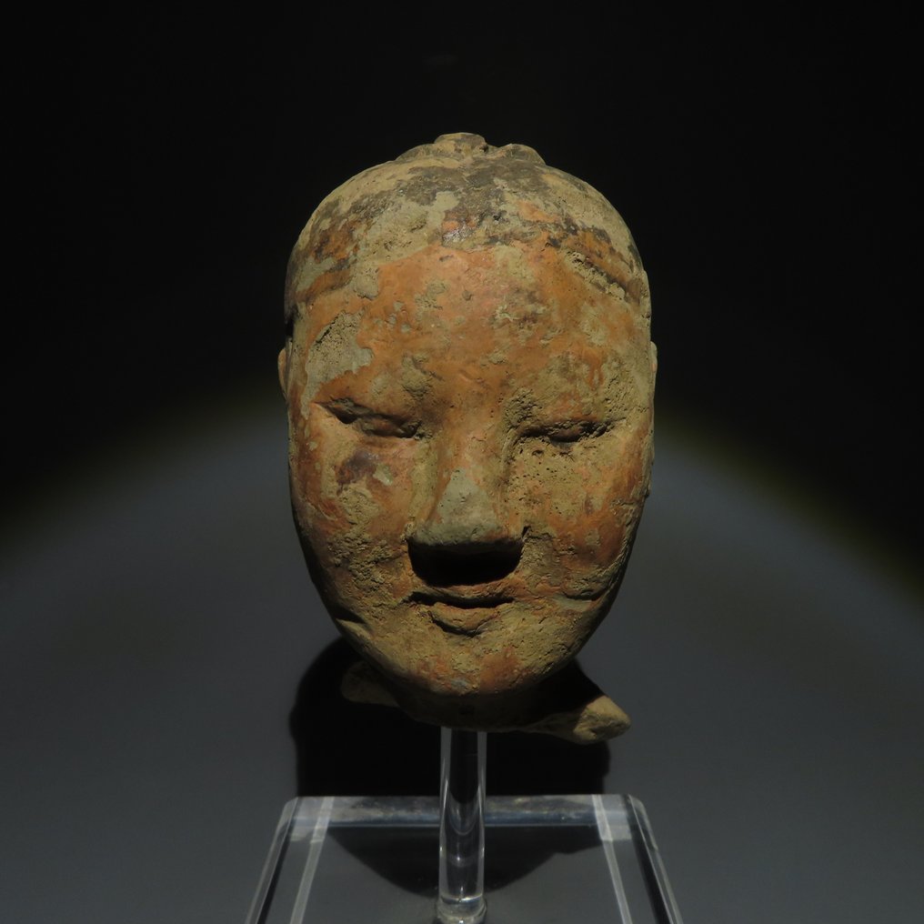 Starożytne Chiny Terakota Głowa wojownika Stickman. Dynastia Han, 206 p.n.e.-220 n.e. Wysokość 12cm. #1.2
