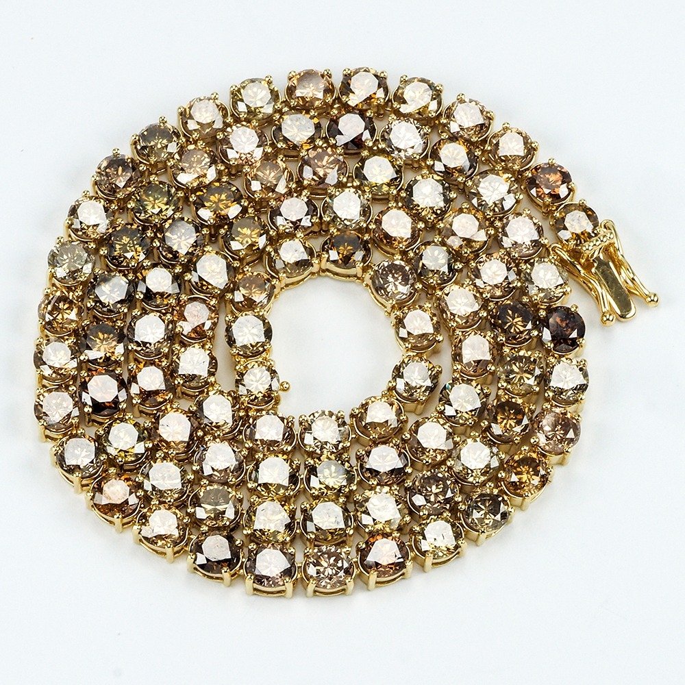 [IGI Certified] - (Diamonds)  29.07 Cts (94) Pcs - Necklace Yellow gold  #1.2