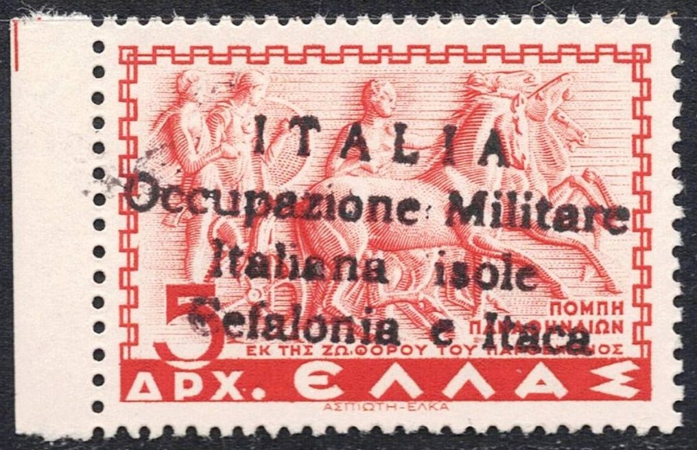 希腊 1941 - 意大利占领 Cefalie & itaque 5d 红色 Bdf 签名 #1.1