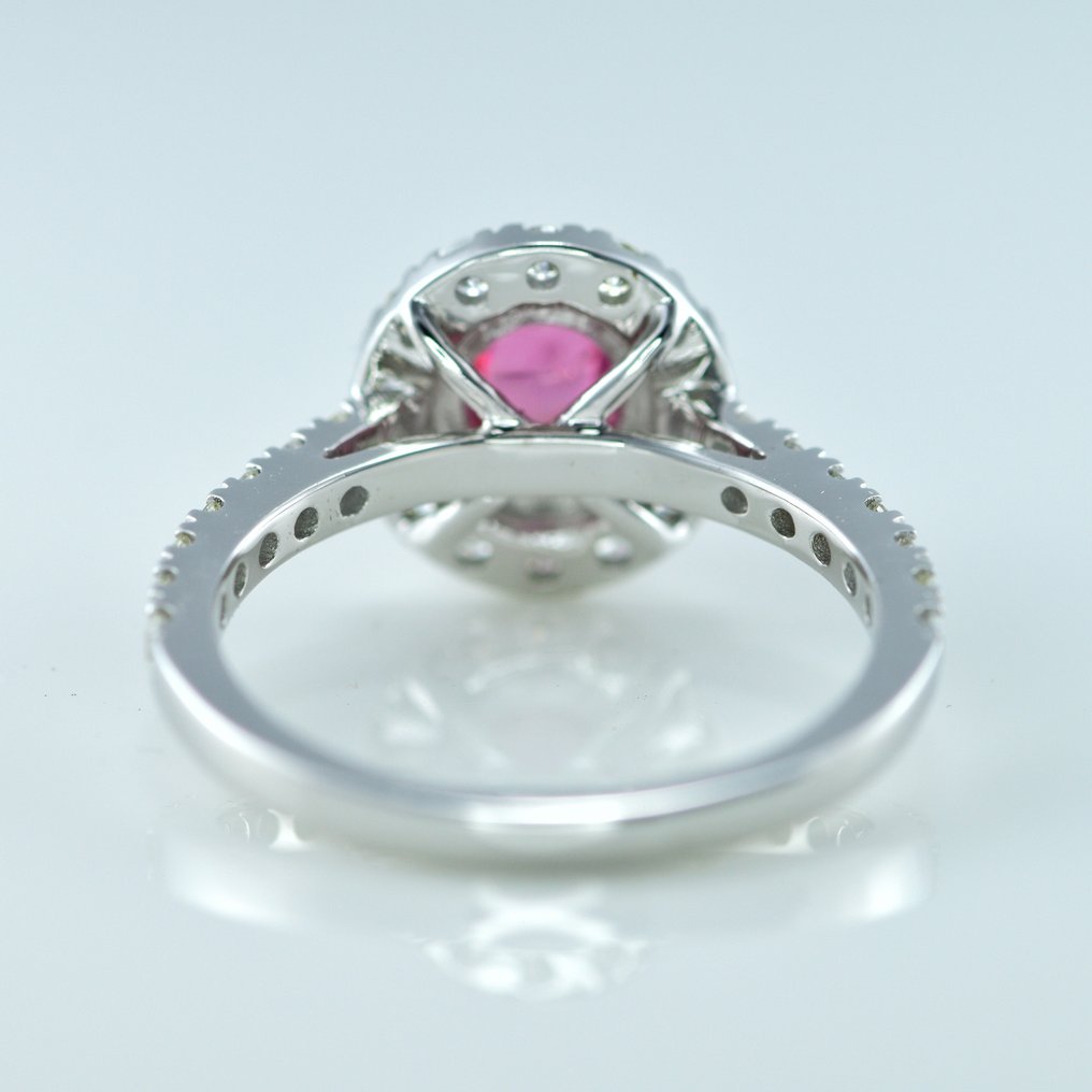 Ring - 14 karat Hvidguld -  2.23ct. tw. Spinel - Diamant - Burma Spinel Ring #1.2