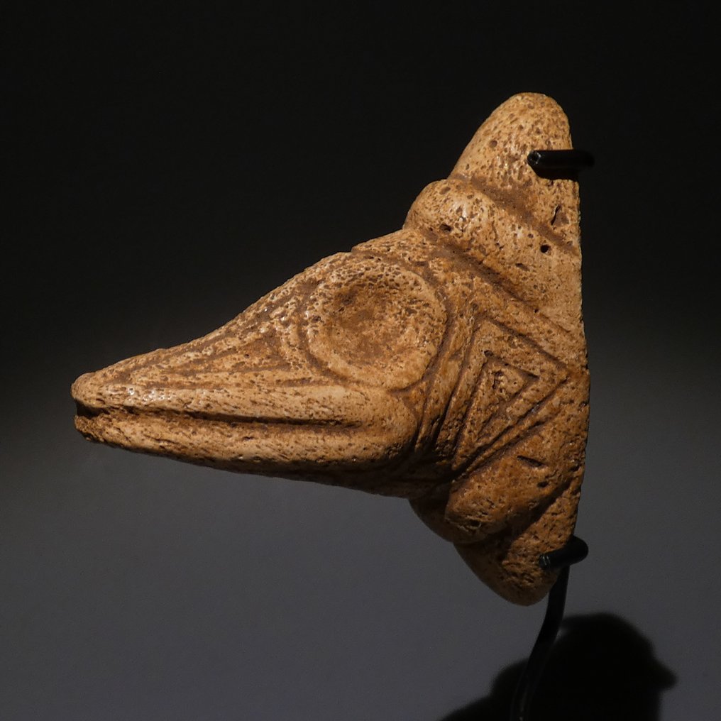 Taino, Caribe Been Driehoekig Trigonolito-amulet. 10,5 cm H. zeer fraai. 800 - 1400 n.Chr. Spaanse importvergunning. #1.1