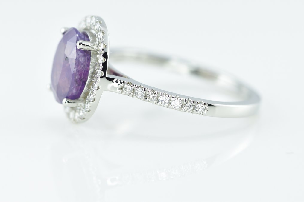 Ring Platin -  2.93 tw. Safir - Diamant - KASHMIR OPRINDELSE SAFIR #2.1