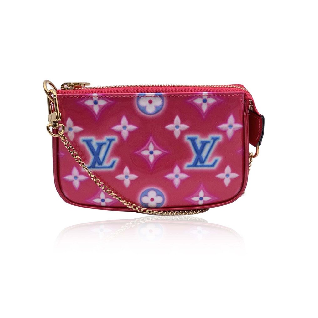 Louis Vuitton - Pink Neon Monogram Vernis Mini Accessories Bag - 手抓包 #1.1