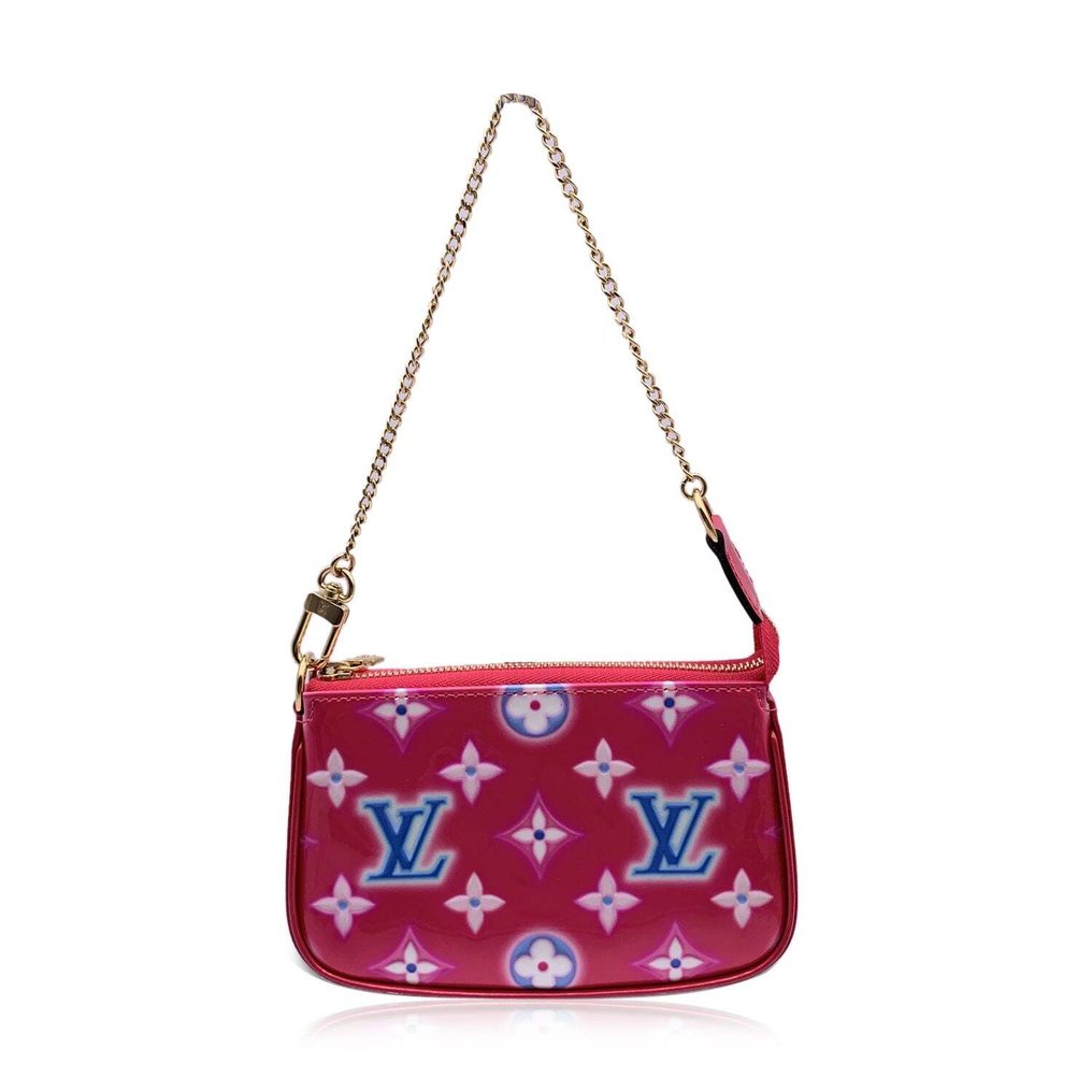 Louis Vuitton - Pink Neon Monogram Vernis Mini Accessories Bag - 手抓包 #1.2