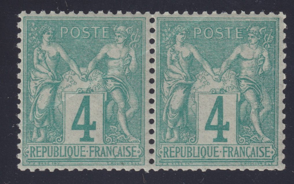 Frankrike 1876/1881 - Sages "Typ I och II", nr 63 par, nr 80, 94 och 96 Ny**, Mycket vacker. Se beskrivning - Yvert #2.1