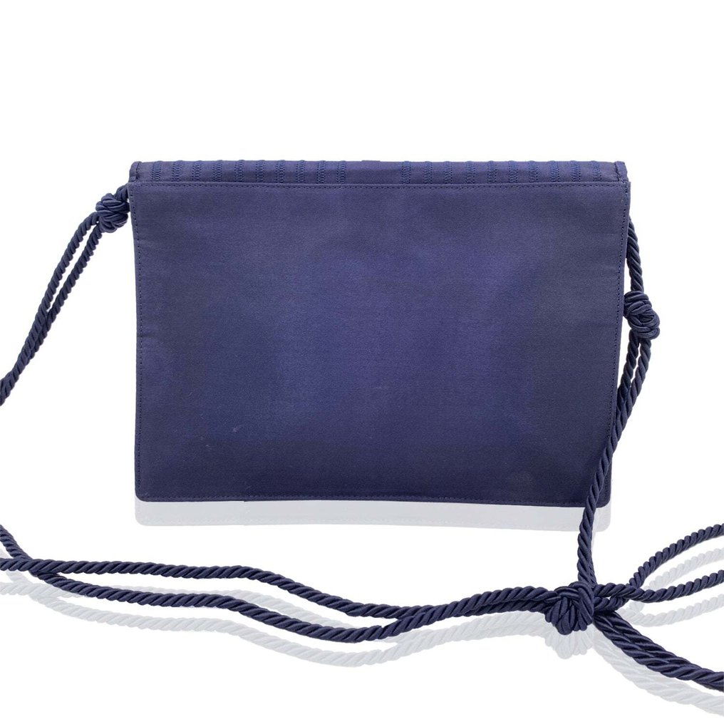 Fendi - Vintage Blue Satin Crossbody Bag or Clutch with Stitchings - Geantă de umăr #2.1