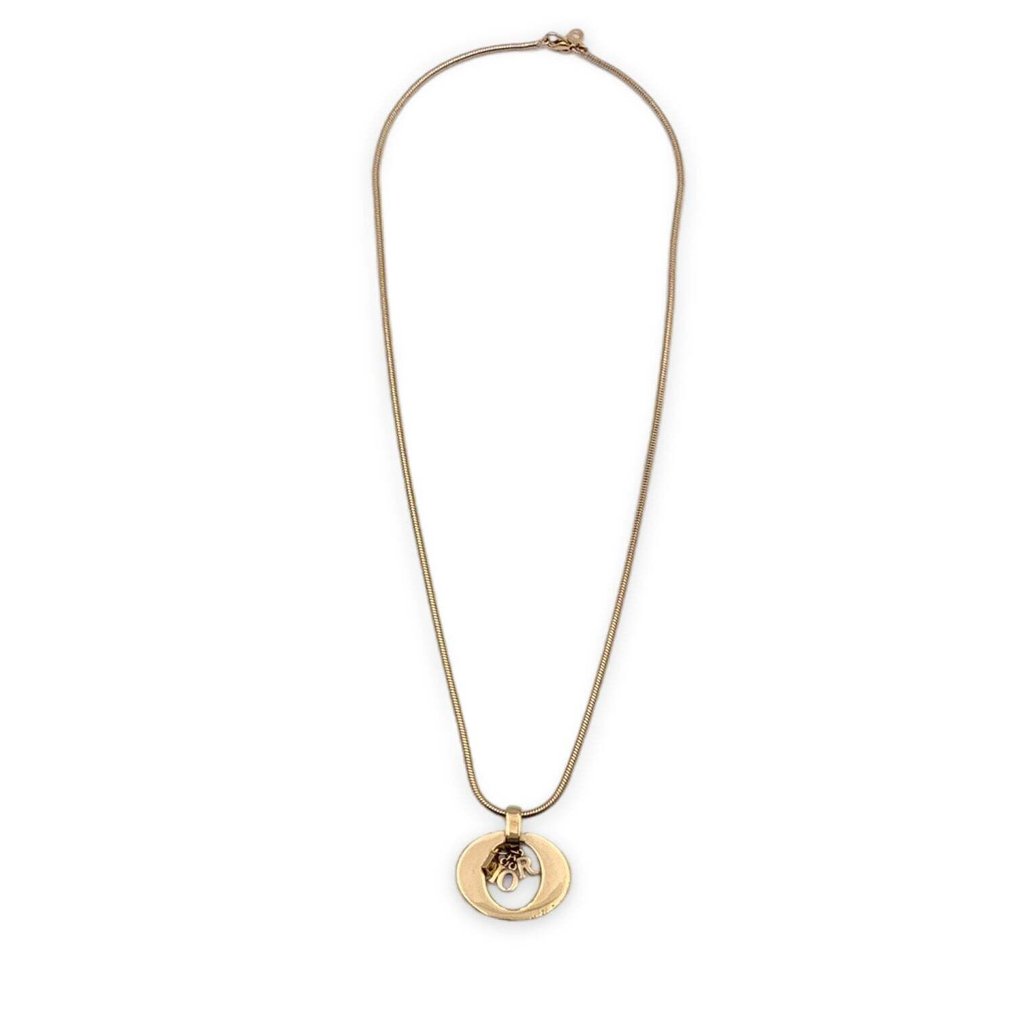 Christian Dior - Gold Metal Dangling Charms Logo Necklace - Naszyjnik #1.1