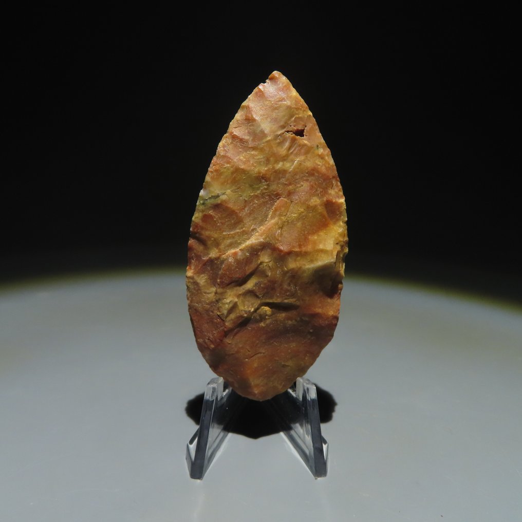 新石器时代 石头 色彩漂亮的工具。公元前 3000-2000 年。长 5.8 厘米。  (没有保留价) #1.2