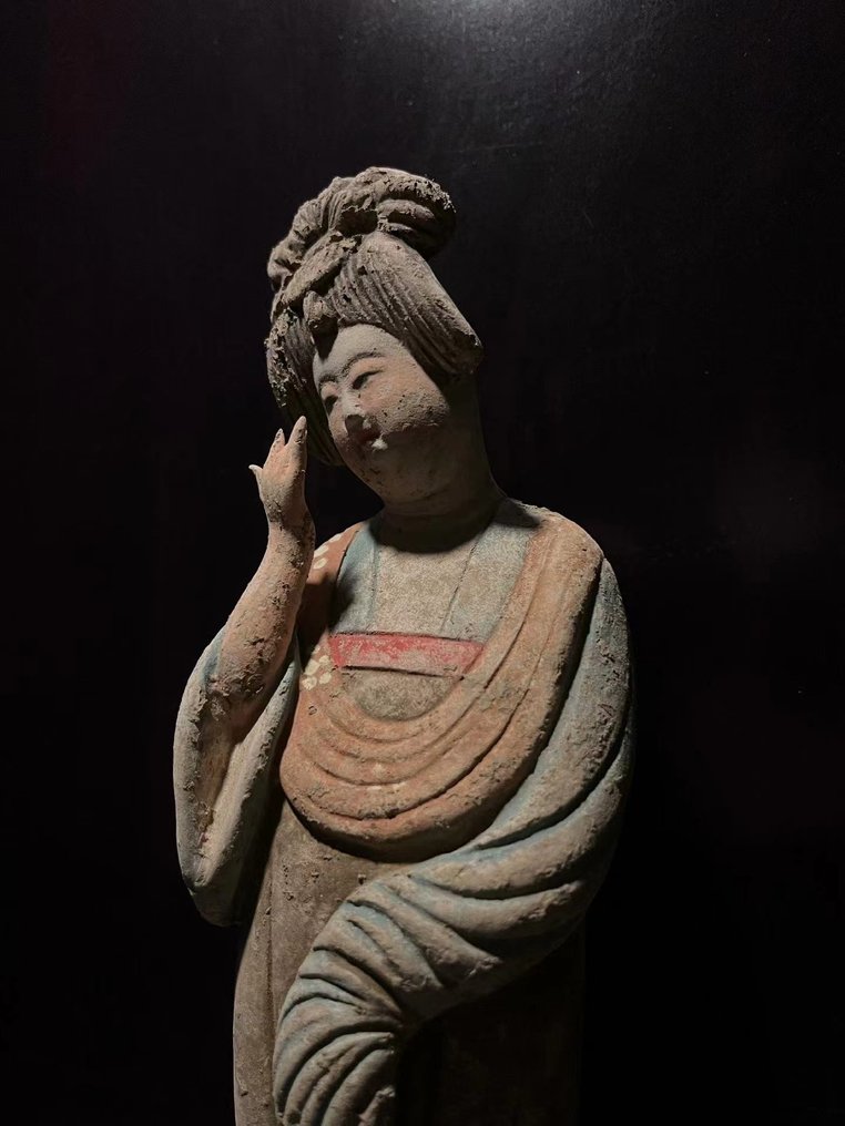 Replika af Kina - Tang-dynastiet håndlavet farvet keramik - stuepige - 25 cm #1.2