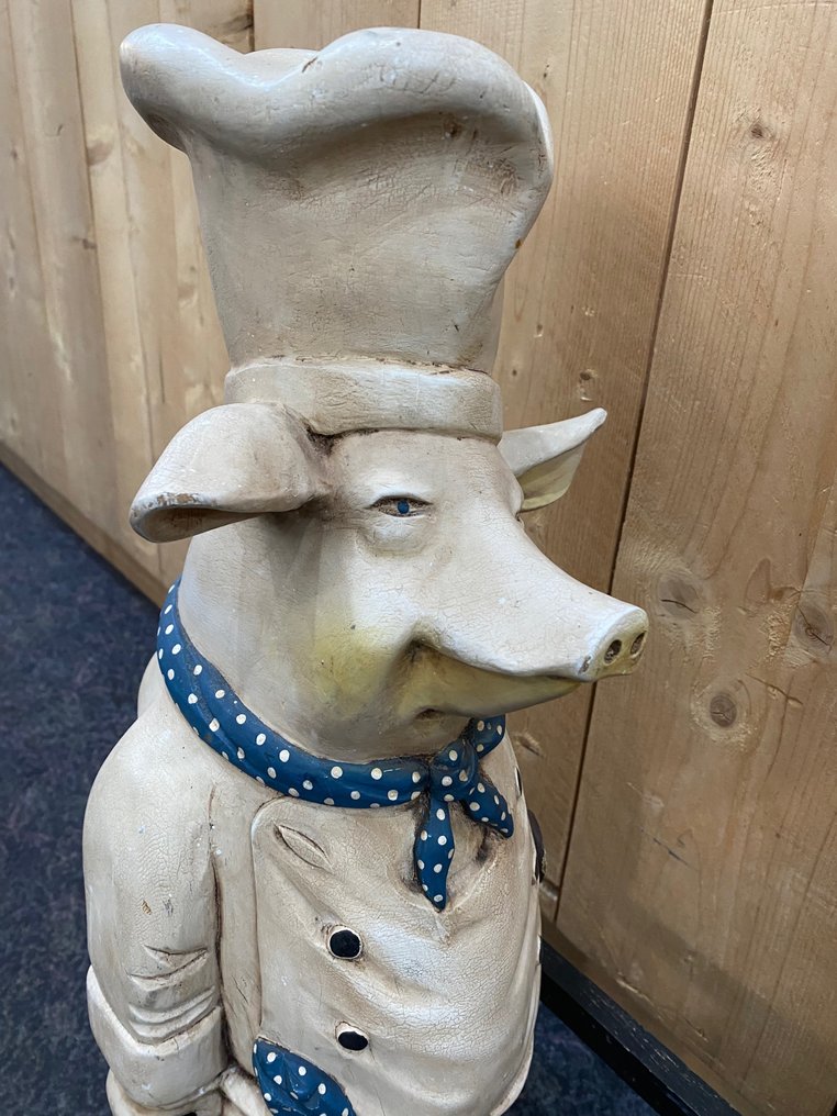 Schnitzerei, Oud houten slagersbeeld varkens 1950/1960 - 62 cm - Holz - 1960 #2.2