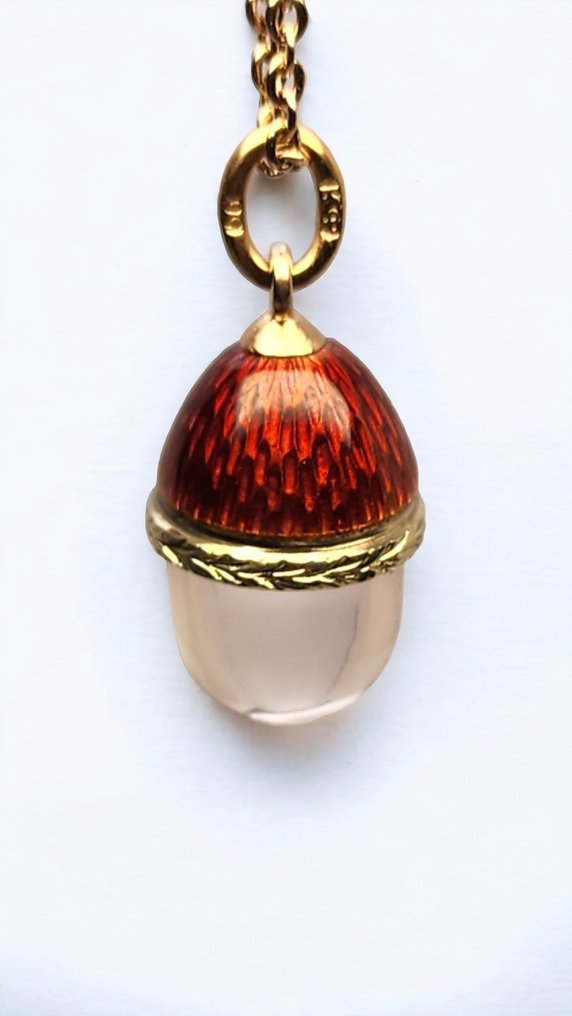 Fabergé - 墜飾 俄羅斯帝國 56k (14k) 金琺瑯蛋吊飾 d. 1890-1909  #2.1