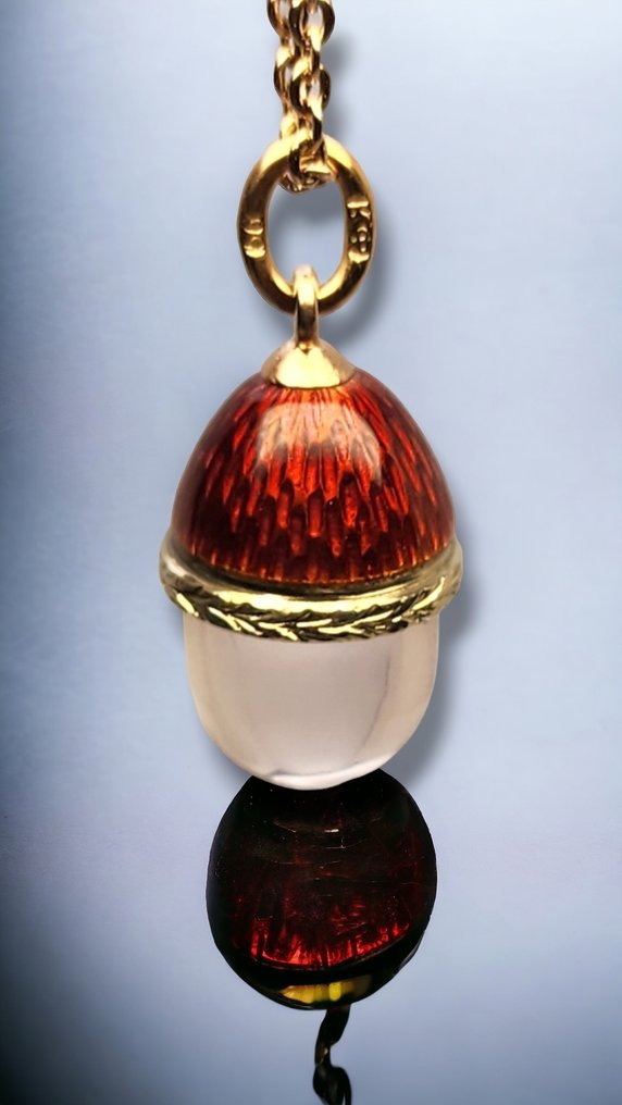 Fabergé - Anhänger Kaiserlich-russischer 56-karätiger (14-karätiger) Gold-Emaille-Ei-Anhänger d. 1890-1909  #1.1