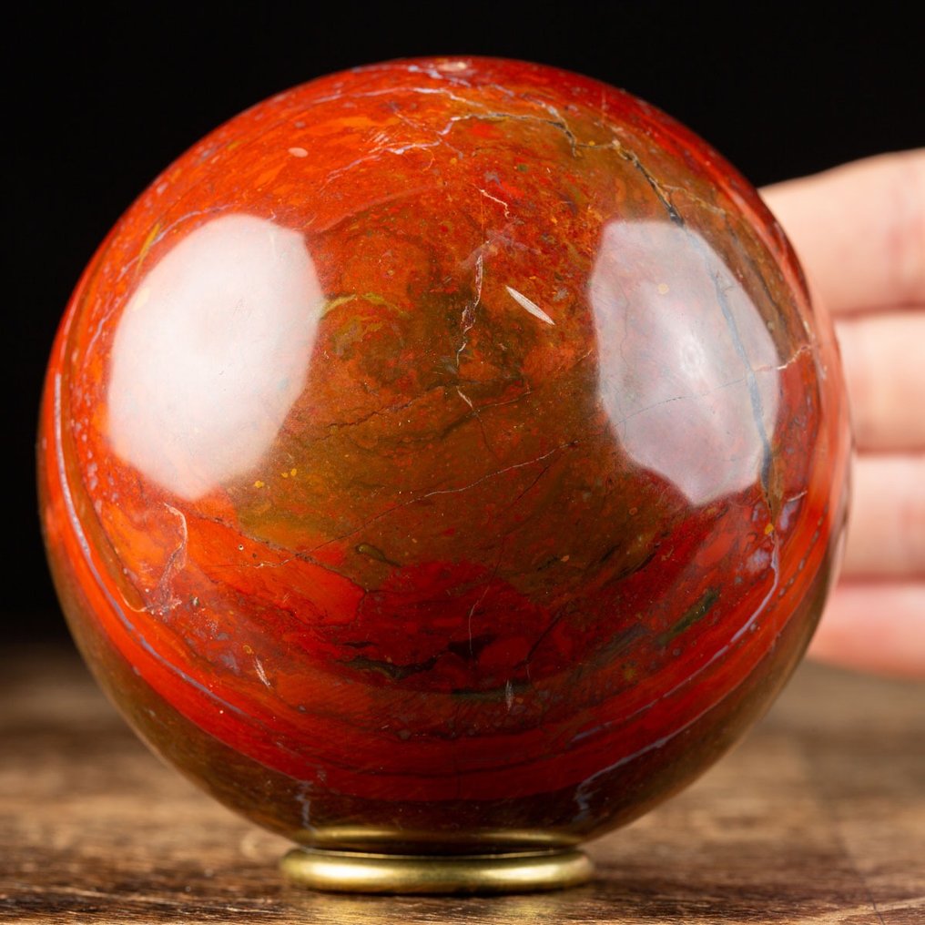 Rød Jaspis Sphere - TOP KVALITET!!! - Højde: 95 mm - Bredde: 95 mm- 1147 g #1.1