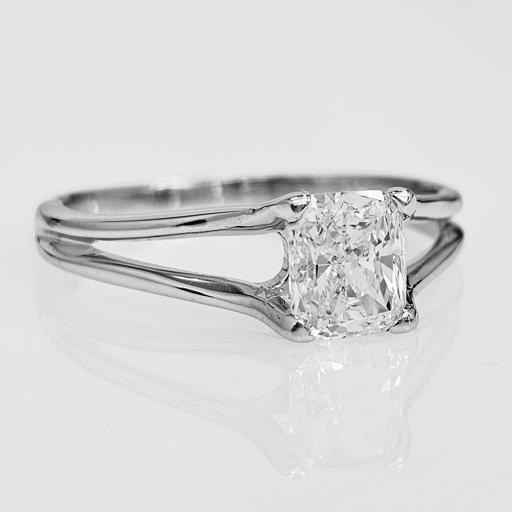 Anel de noivado - 18 K Ouro branco -  1.05 tw. Diamante  (Natural)  #1.1