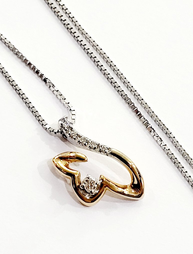 Davite&Delucchi - Necklace with pendant - 18 kt. Rose gold, White gold Diamond  (Natural) - Diamond #1.2