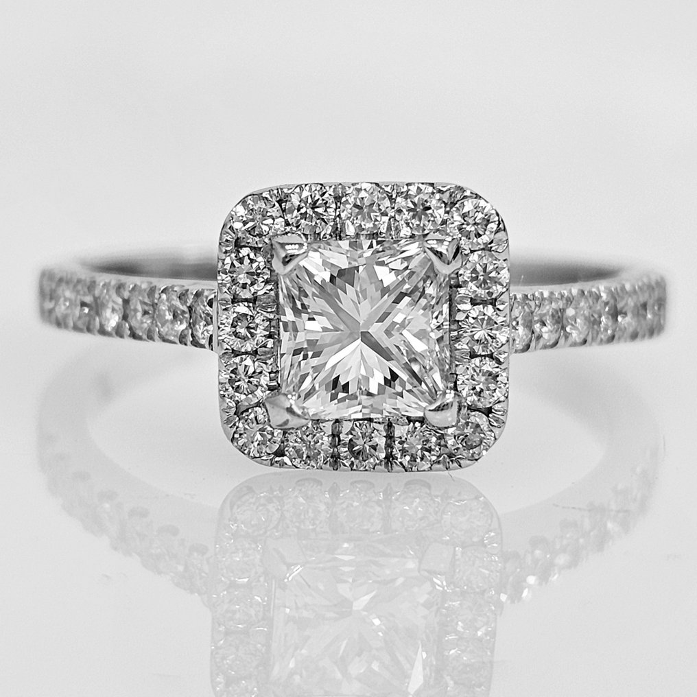 Engagement ring - 14 kt. White gold -  1.27 tw. Diamond  (Natural) - Diamond #1.1