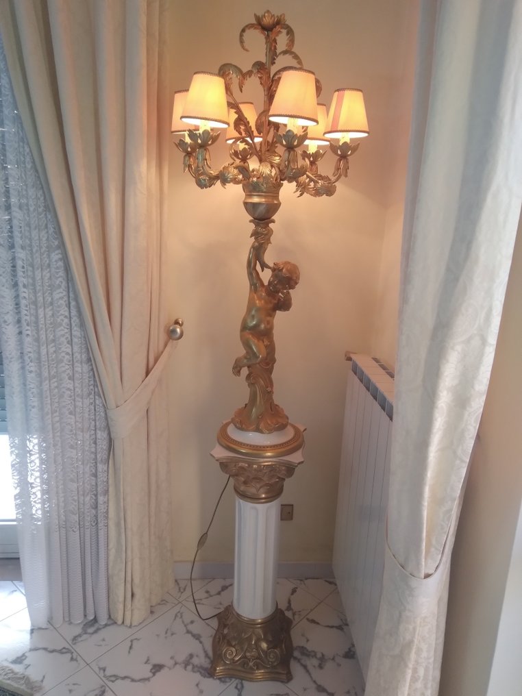 Capodimonte - Candelabro - candelabro su colonna, Porcellana #1.1