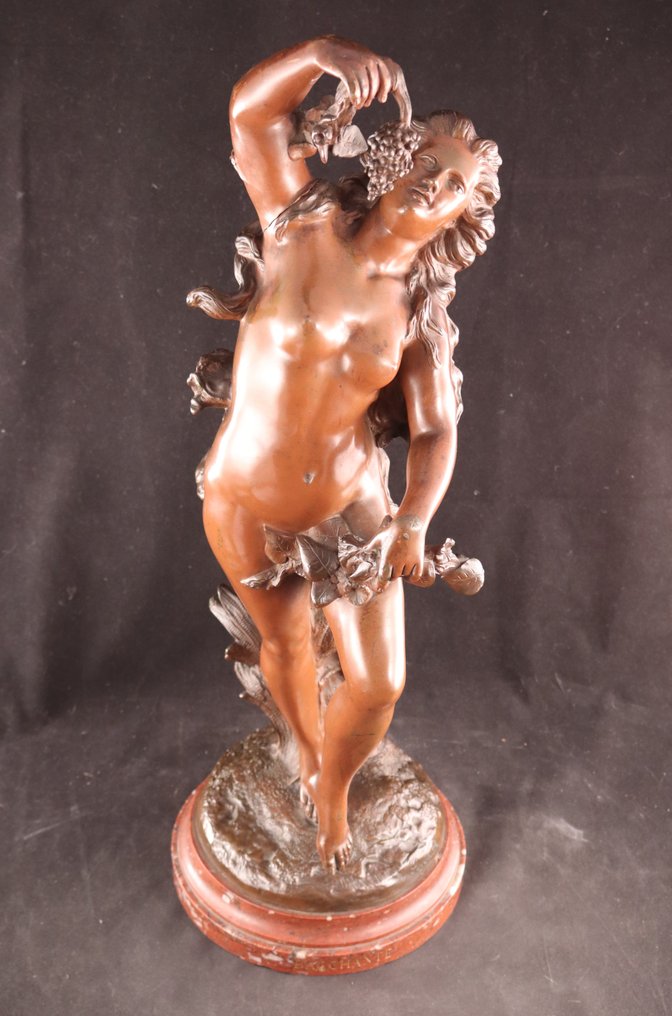 Pierre Emile Leysalle (1847-?) - Sculptură, Bacchante - 60 cm - Bronz, Marmură #2.1