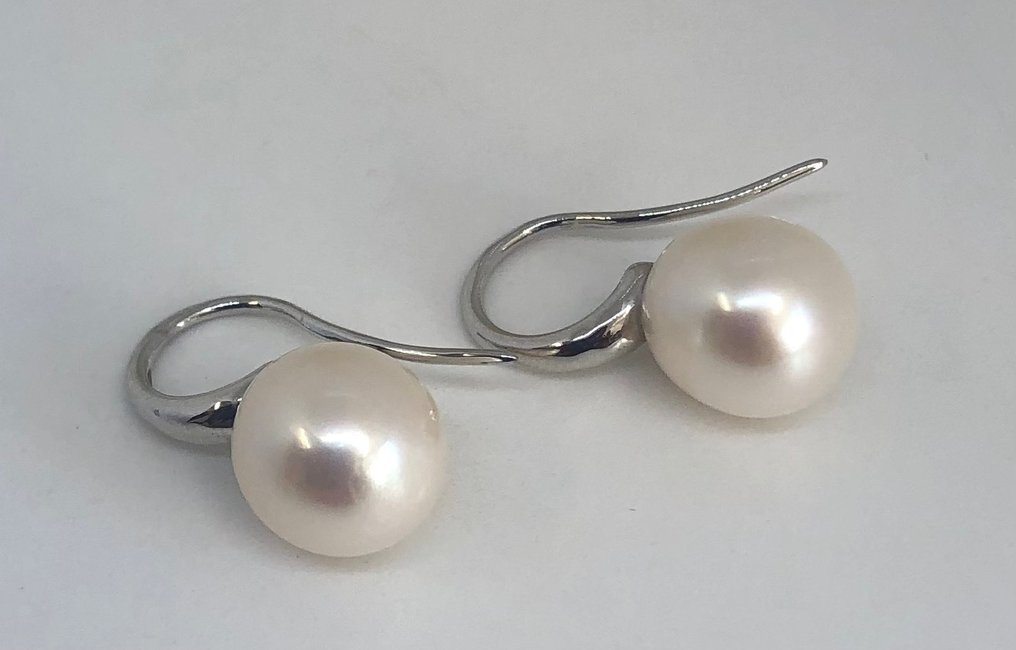 Boucles d'oreilles Or Blanc 18K - Perles d'Eau Douce  #2.2