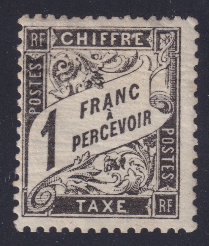 France 1882 - Timbre Taxe n° 22 N**, signé Calves avec certificat Brun, défaut. Très beau cependant - Yvert #1.1