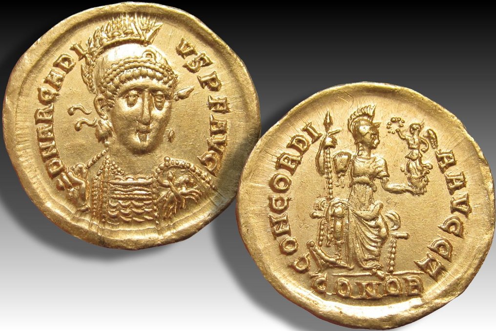 Impreiu Roman. Arcadius (AD 383-408). Solidus Constantinople mint, 7th officina (Z) 395-402 A.D. #2.1