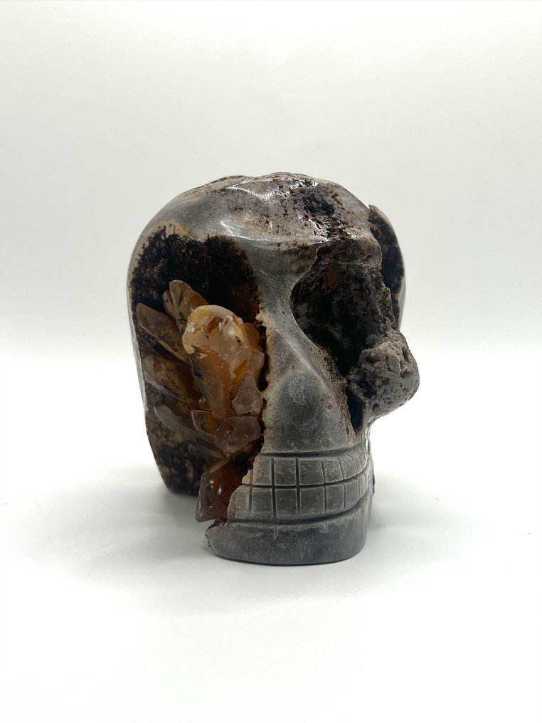美麗的石英頭骨， 頭骨 - 高度: 9 cm - 闊度: 8 cm- 1000 g #1.2
