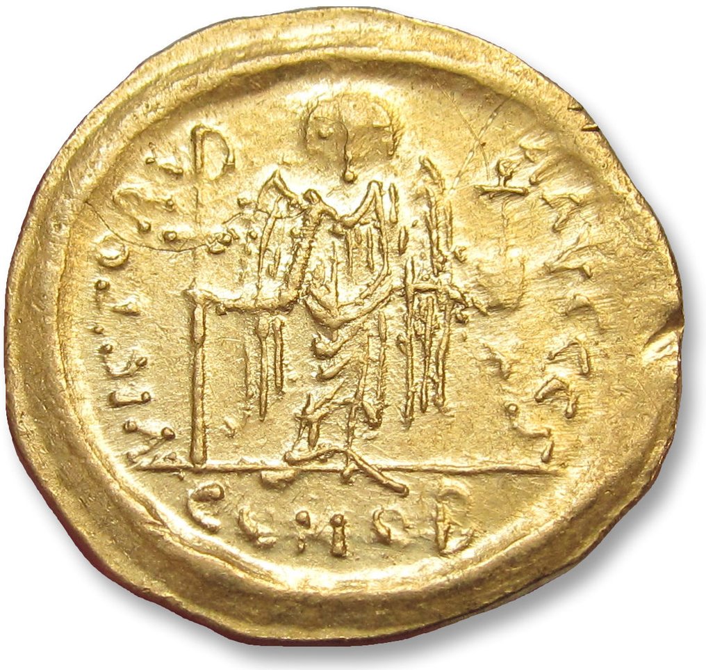 拜占庭帝國. 查士丁尼一世 (AD 527-565). Solidus Constantinople mint, 2nd or 6th officina (S) 545-565 A.D. #1.2
