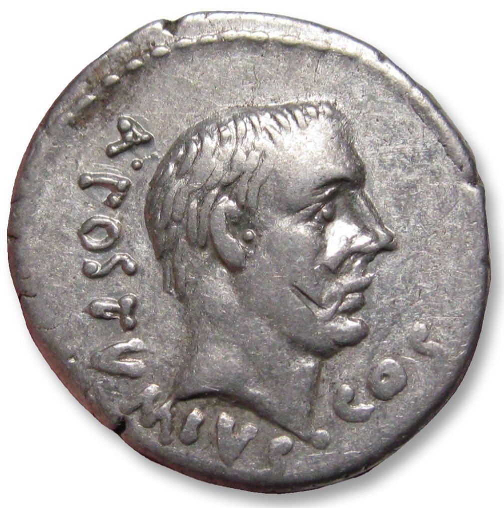 Romerska republiken. Postumius Albinus Bruti f.. Denarius Rome mint 48 B.C. #1.1