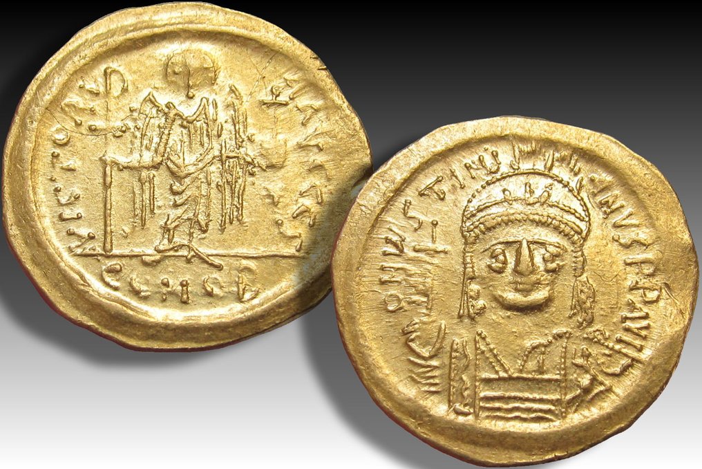 拜占庭帝國. 查士丁尼一世 (AD 527-565). Solidus Constantinople mint, 2nd or 6th officina (S) 545-565 A.D. #2.1