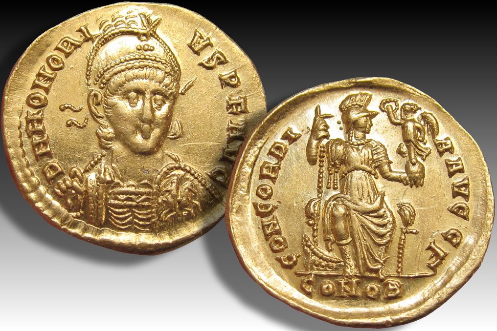 Romerska riket. Honorius (AD 393-423). Solidus Constantinople mint, 3rd officina (Γ) 395-402 A.D. #2.1