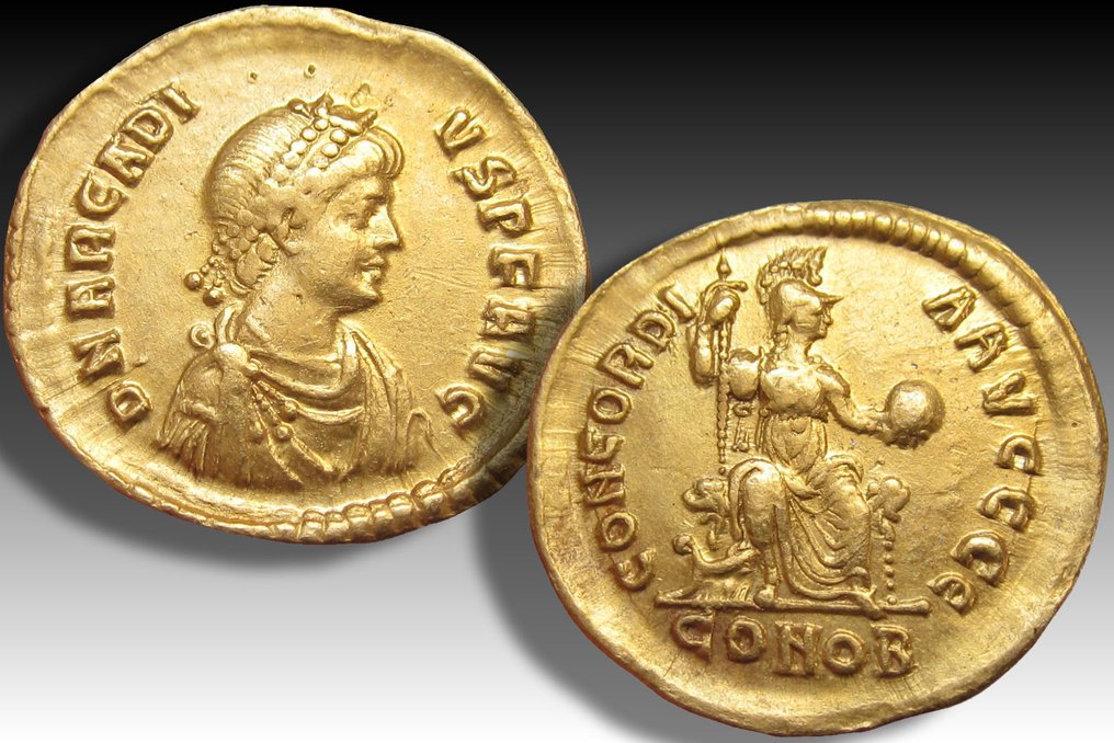 Imperio romano. Arcadio (383-408 e. c.). Solidus Constantinople mint, 5th officina 378-383 A.D. #2.1
