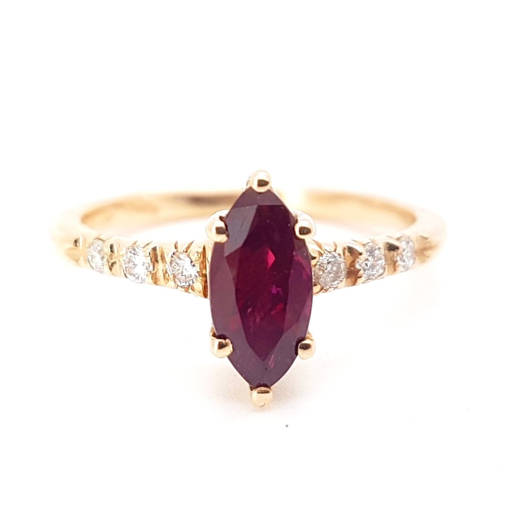 Anello - 14 carati Oro rosa -  1.13 tw. Rubino - Diamante  #1.2