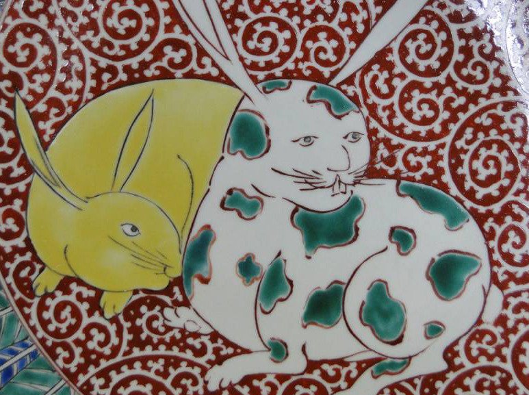 盤子 - Large and very fine with hare design - 瓷器 #3.1