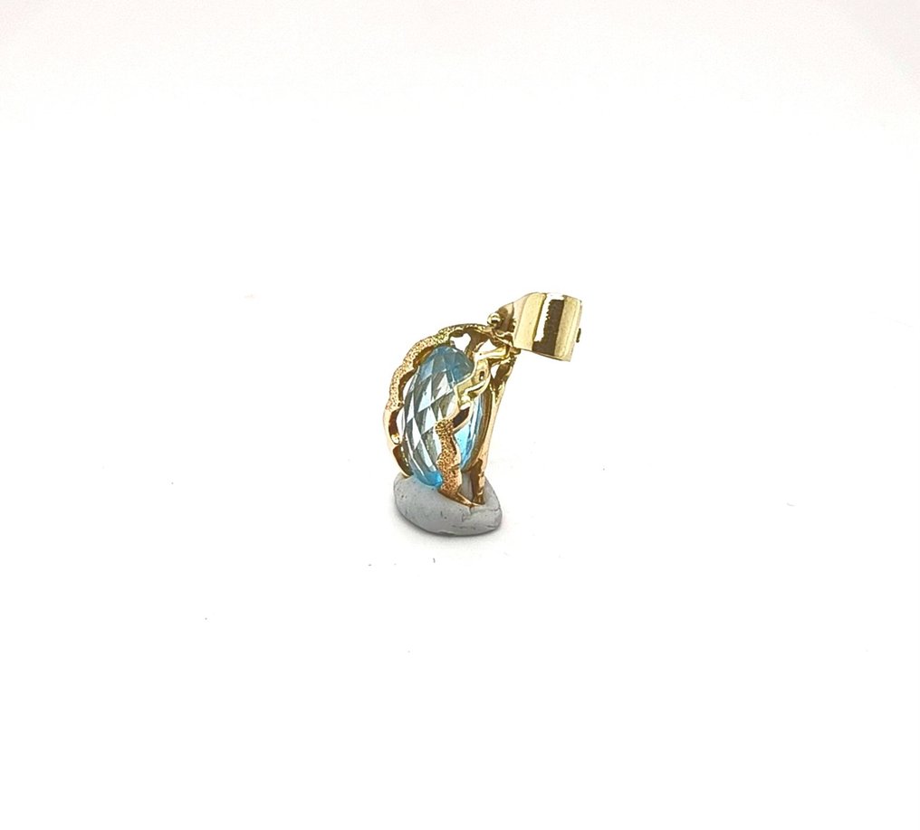 Ciondolo - 18 carati Oro giallo -  6.00ct. tw. Topazio - Modif. Pendente in topazio blu #4.3