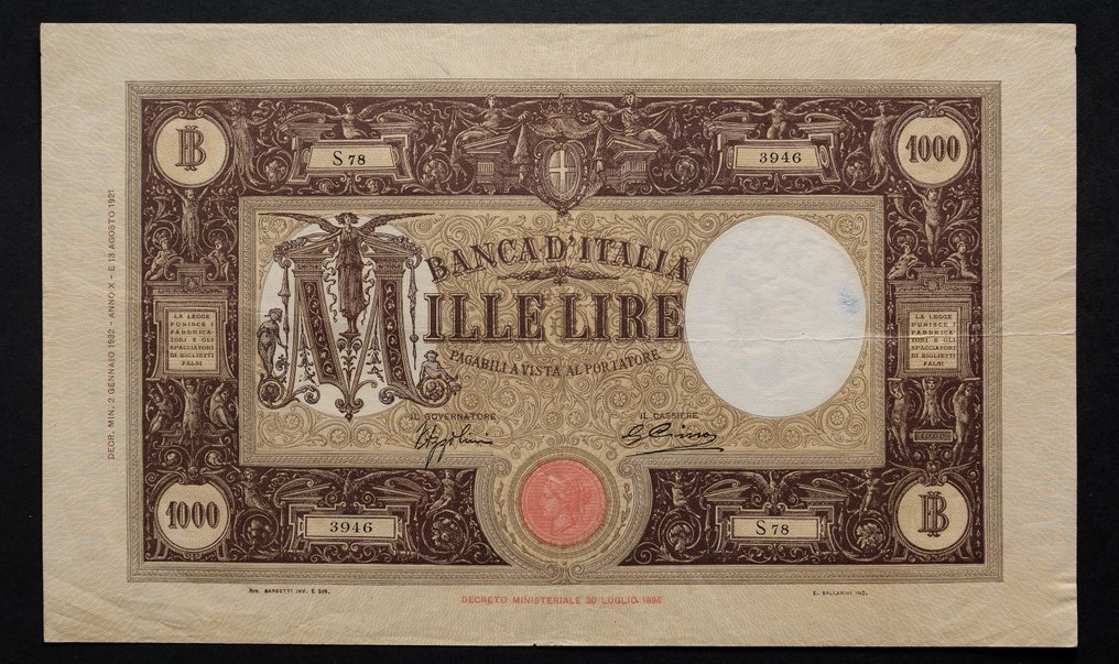 Italien - 1.000 Lire 02/01/1932 "Grande M" (decreto) - Gigante BI 43J #1.1