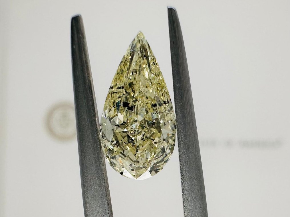 1 pcs Diamant - 1.37 ct - Birne, Brillant - fancy light yellow - Auf dem Zertifikat nicht vermeldet #1.1