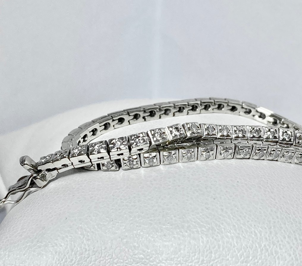 Pala Diamond - Tennis armbånd - 18 karat Hvitt gull Diamant  (Naturlig) #3.3