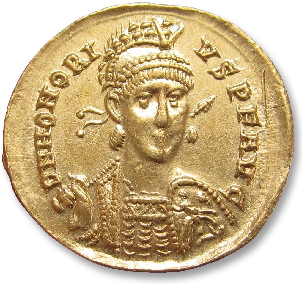 罗马帝国. 荷诺里 （ 393-423）. Solidus Constantinople mint, 4th officina (Δ) 395-402 A.D. #1.1